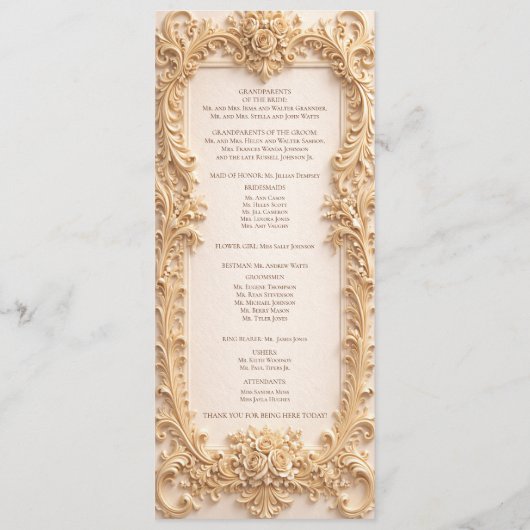 Elegant Classic Baroque Frame Wedding Program プログラム (裏面)