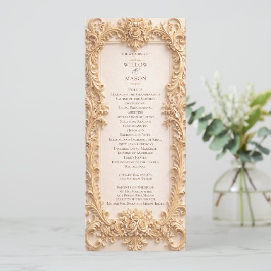 Elegant Classic Baroque Frame Wedding Program プログラム (スタンド正面)