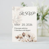 Elegant Classic Beige Magnolia RSVP Card (スタンド正面)