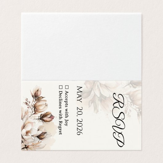 Elegant Classic Beige Magnolia RSVP Card (外部フラット)