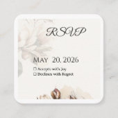 Elegant Classic Beige Magnolia RSVP Card エンクロージャーカード (正面)