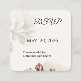 Elegant Classic Beige Magnolia RSVP Card エンクロージャーカード
