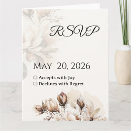 Elegant Classic Beige Magnolia RSVP Card サンキューカード