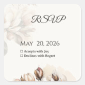 Elegant Classic Beige Magnolia RSVP Card スクエアシール (正面)