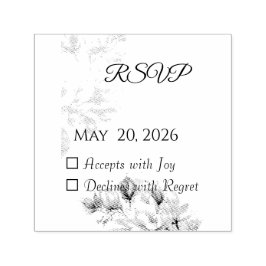 Elegant Classic Beige Magnolia RSVP Card セルフインキングスタンプ
