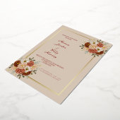 Elegant Classic being & brown wedding invitations  箔招待状 (回転した状態)