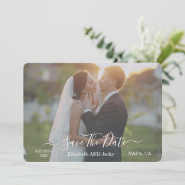 Elegant Classic Black and White Caligraphy Wedding セーブザデート