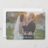 Elegant Classic Black and White Caligraphy Wedding セーブザデート (正面)