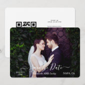 Elegant Classic Black and White Caligraphy Wedding セーブザデート (正面/裏面)