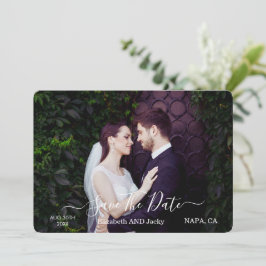 Elegant Classic Black and White Caligraphy Wedding セーブザデート