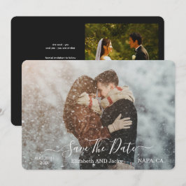 Elegant Classic Black and White Caligraphy Wedding セーブザデート