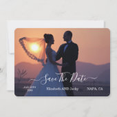 Elegant Classic Black and White Caligraphy Wedding セーブザデート (正面)