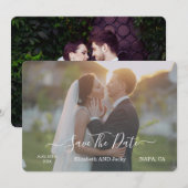 Elegant Classic Black and White Caligraphy Wedding セーブザデート (正面/裏面)