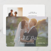 Elegant Classic Black and White Caligraphy Wedding セーブザデート (正面/裏面)