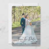 Elegant Classic Black and White Caligraphy Wedding セーブザデート (正面)