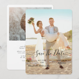 Elegant Classic Black and White Caligraphy Wedding セーブザデート