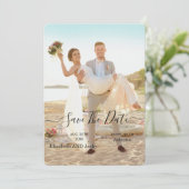 Elegant Classic Black and White Caligraphy Wedding セーブザデート (スタンド正面)