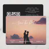 Elegant Classic Black and White Caligraphy Wedding セーブザデート (正面/裏面)