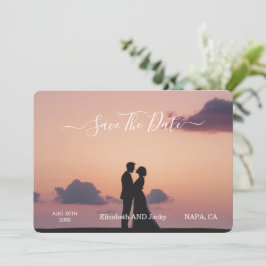 Elegant Classic Black and White Caligraphy Wedding セーブザデート