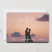 Elegant Classic Black and White Caligraphy Wedding セーブザデート (正面)