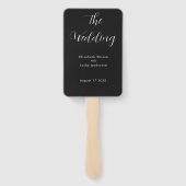 Elegant Classic Black and White Caligraphy Wedding ハンドファン (裏面)