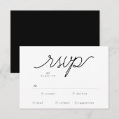 Elegant Classic Black and White Caligraphy Wedding 出欠カード (正面/裏面)