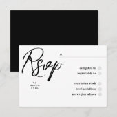 Elegant Classic Black and White Caligraphy Wedding 出欠カード (正面/裏面)