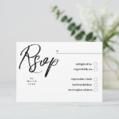 Elegant Classic Black and White Caligraphy Wedding 出欠カード (スタンド正面)