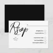 Elegant Classic Black and White Caligraphy Wedding 出欠カード (正面/裏面)