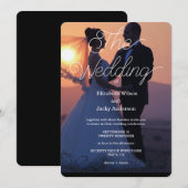 Elegant Classic Black and White Caligraphy Wedding 招待状 (正面/裏面)