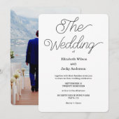 Elegant Classic Black and White Caligraphy Wedding 招待状 (正面/裏面)