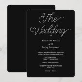 Elegant Classic Black and White Caligraphy Wedding 招待状 (正面/裏面)