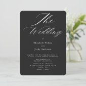 Elegant Classic Black and White QR code Wedding 招待状 (スタンド正面)