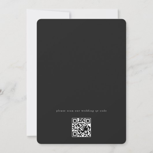 Elegant Classic Black and White QR code Wedding 招待状 (裏面)