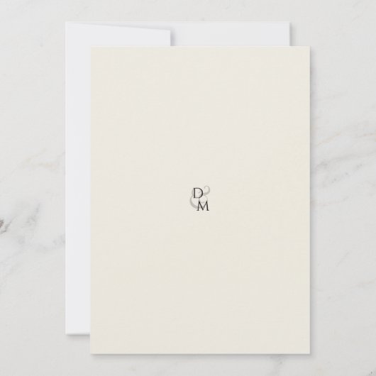 Elegant Classic Black & Ivory Monogram Wedding 招待状 (裏面)