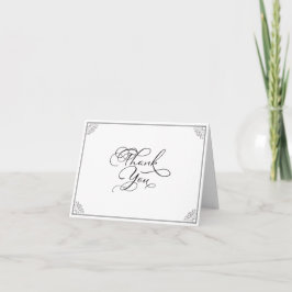 Elegant Classic Black & White Calligraphy Wedding サンキューカード