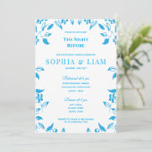 elegant classic blue floral rehearsal Invitation 招待状 (スタンド正面)