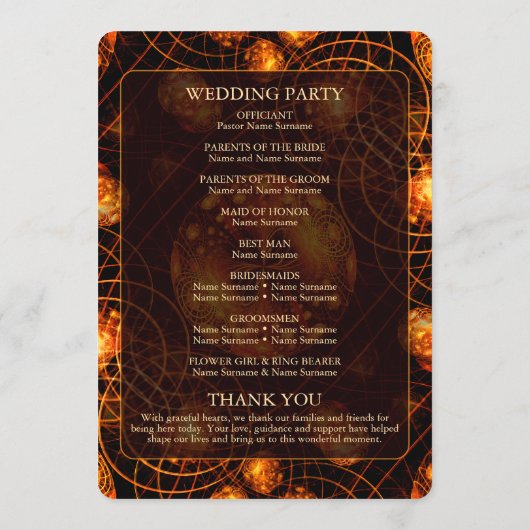 Elegant Classic Boho Modern Gold #901 Wedding プログラム (裏面)