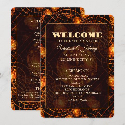 Elegant Classic Boho Modern Gold #901 Wedding プログラム (正面/裏面)