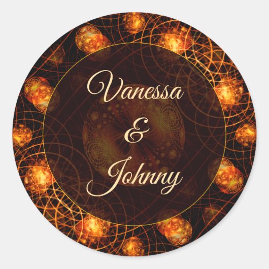 Elegant Classic Boho Modern Gold #901 Wedding ラウンドシール (正面)