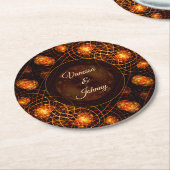 Elegant Classic Boho Modern Gold #901 Wedding ラウンドペーパーコースター (アングル)