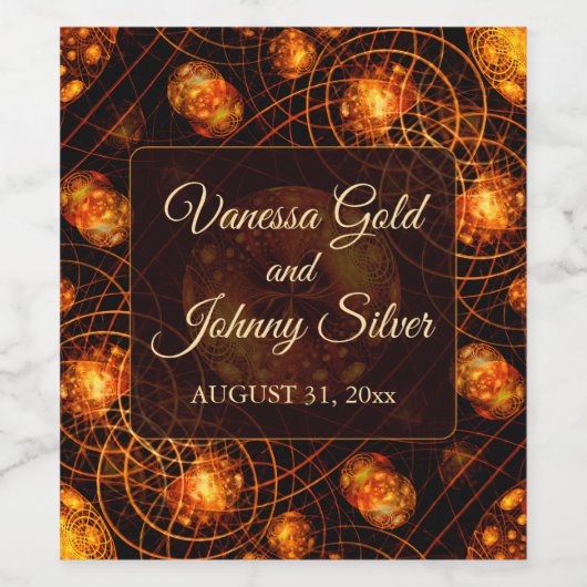 Elegant Classic Boho Modern Gold #901 Wedding ワインラベル (シングルラベル)