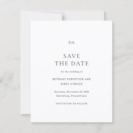 Elegant Classic Budget Wedding Save the Date (正面)