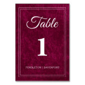 Elegant Classic Burgundy Berry Wedding テーブルナンバー (裏面)