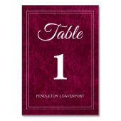 Elegant Classic Burgundy Berry Wedding テーブルナンバー (正面)