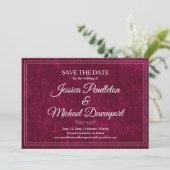 Elegant Classic Burgundy Berry Wedding Save Date セーブザデート (スタンド正面)