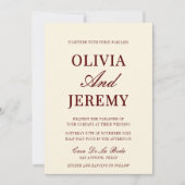 Elegant Classic Burgundy & Ivory Old Money Wedding 招待状 (正面)
