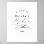 Elegant Classic Calligraphy Bridal Shower Sign ポスター (正面)