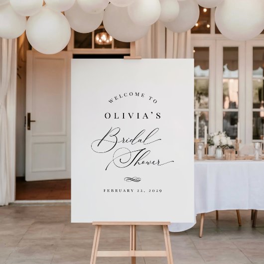 Elegant Classic Calligraphy Bridal Shower Sign ポスター
