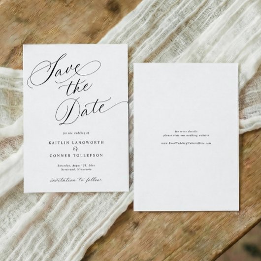 Elegant Classic Calligraphy Formal Wedding セーブザデート